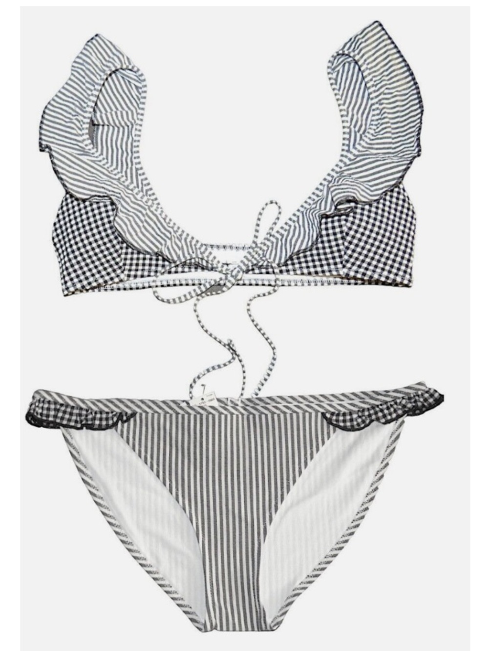 aerie Black & White Striped Ruffle Bikini - Picture 13 of 13